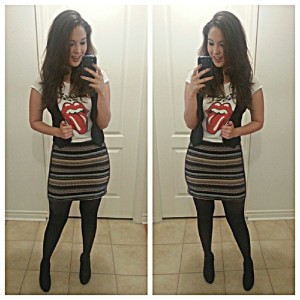 stripped H&M skirt - Rolling stone tee
